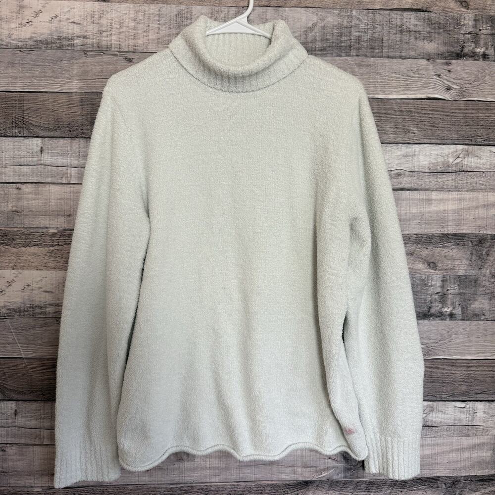 Life is Good Womens Fuzzy Turtleneck Sweater Pullover Top White Large